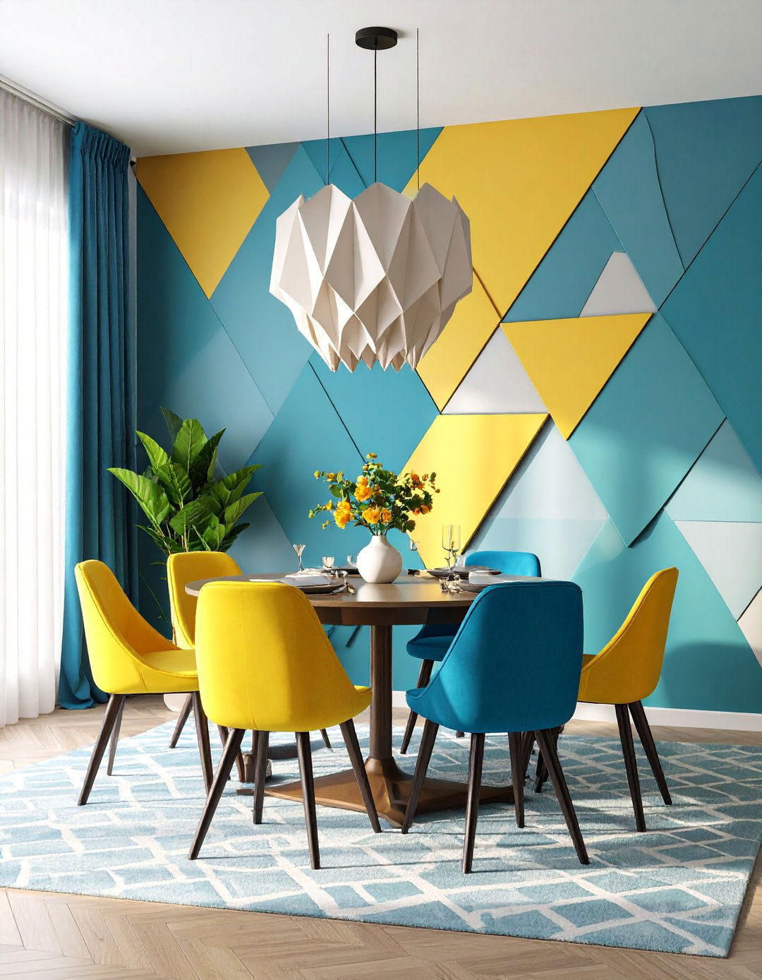 Geometric Pattern Play - 25 Glam Dining Room Ideas