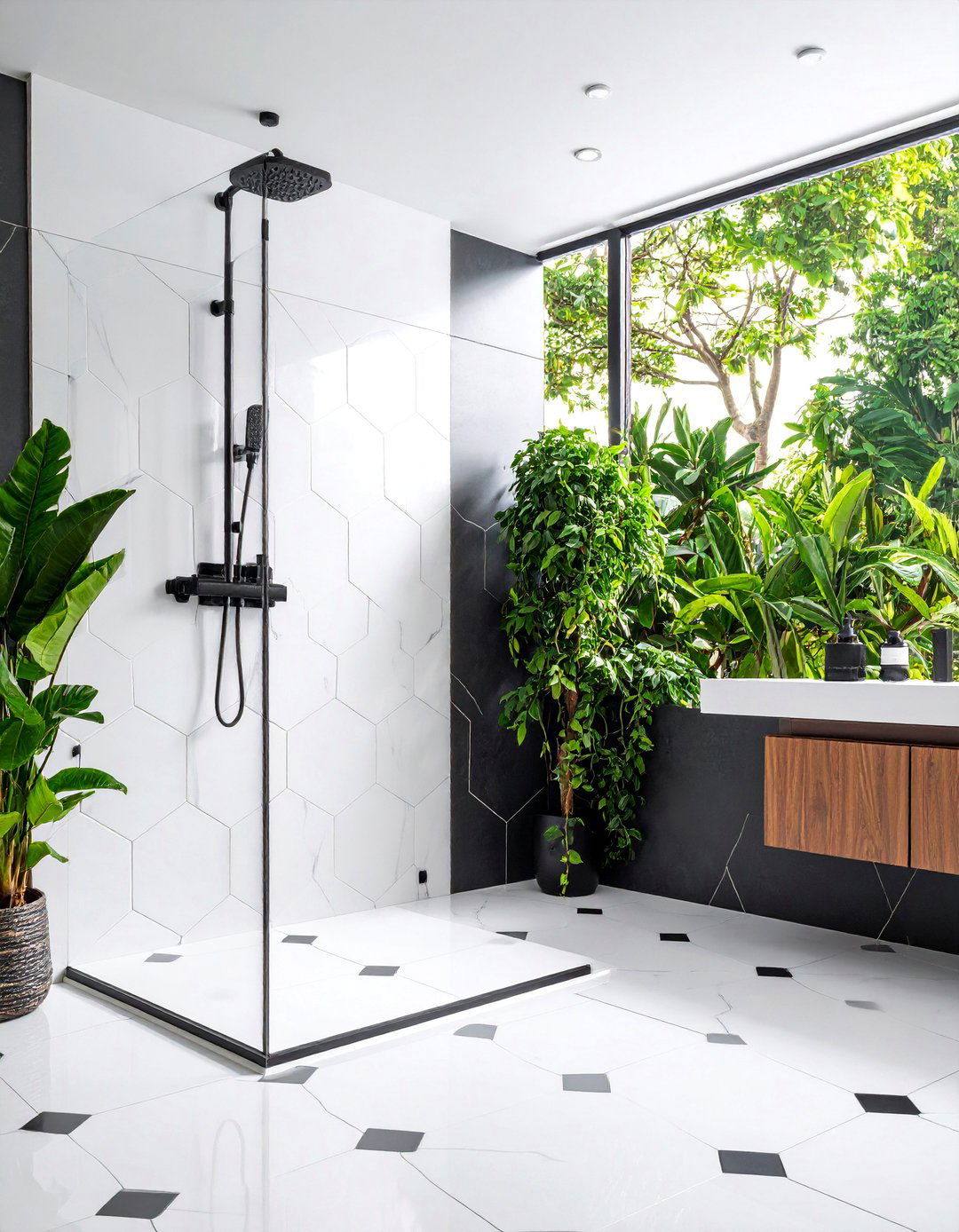 Geometric Pattern Shower Floor Tiles - 25 Shower Floor Tile Ideas