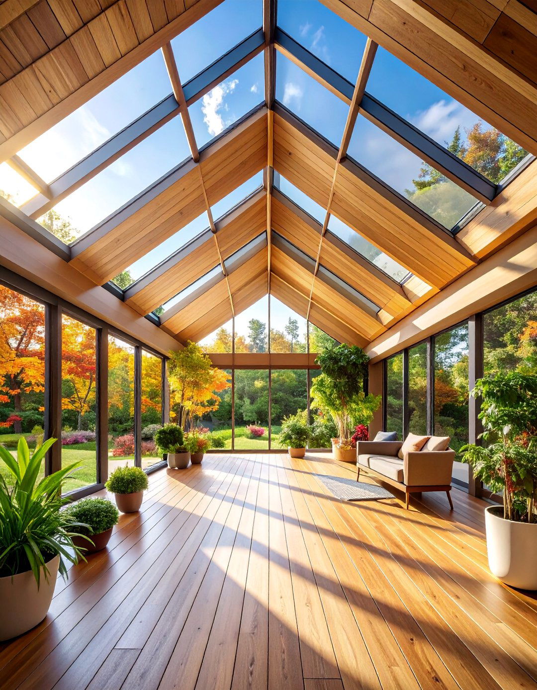 Geometric Pattern Sunroom Ceiling with Contemporary Flair - 25 Sunroom Ceiling Ideas