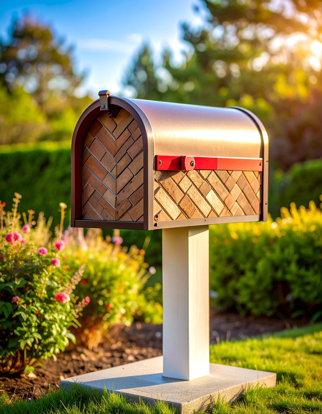 Geometric Patterned Brick Mailbox - 25 Brick Mailbox Ideas