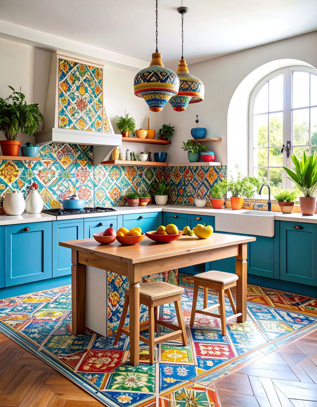 Geometric Patterned Cement Tiles - 25 Kitchen Splashback Ideas