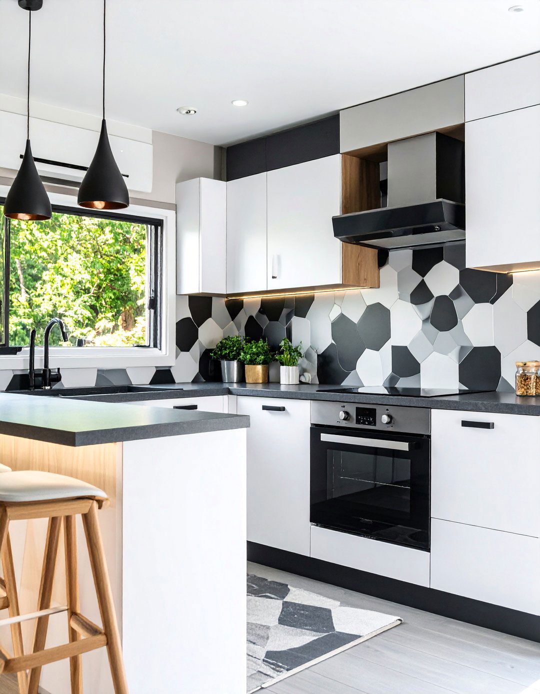 Geometric Peel and Stick Kitchen Backsplash Design - 25 Rv Wallpaper Ideas