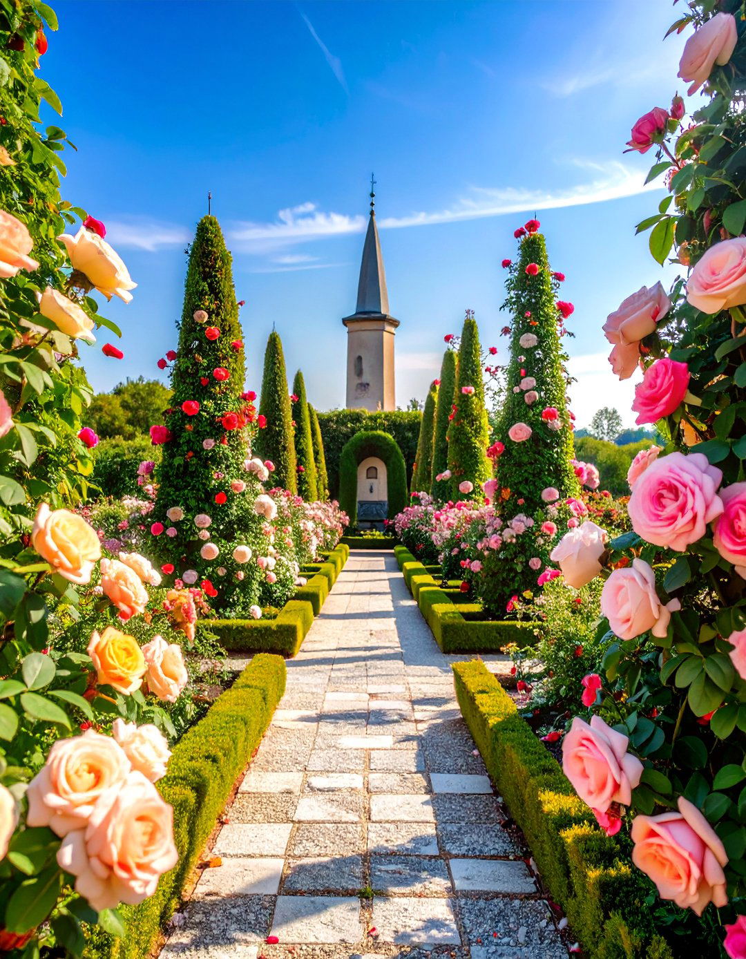 Geometric Rose Garden with Gravel Pathways - 25 Formal Garden Ideas