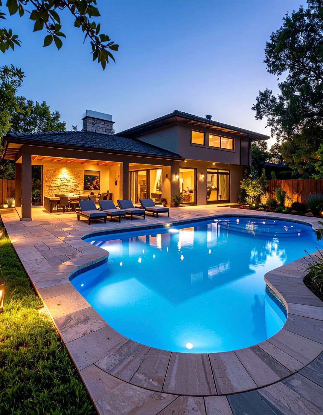 Geometric Swimming Pool with Spa Integration - 25 Modern Backyard Ideas