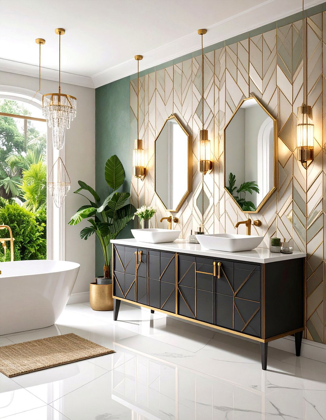 Geometric Wallpaper with Art Deco Touches