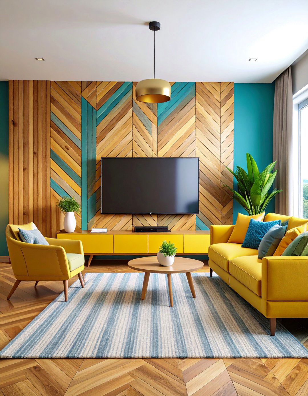 Geometric Wood Panel Pattern - 25 Tv Wall Ideas