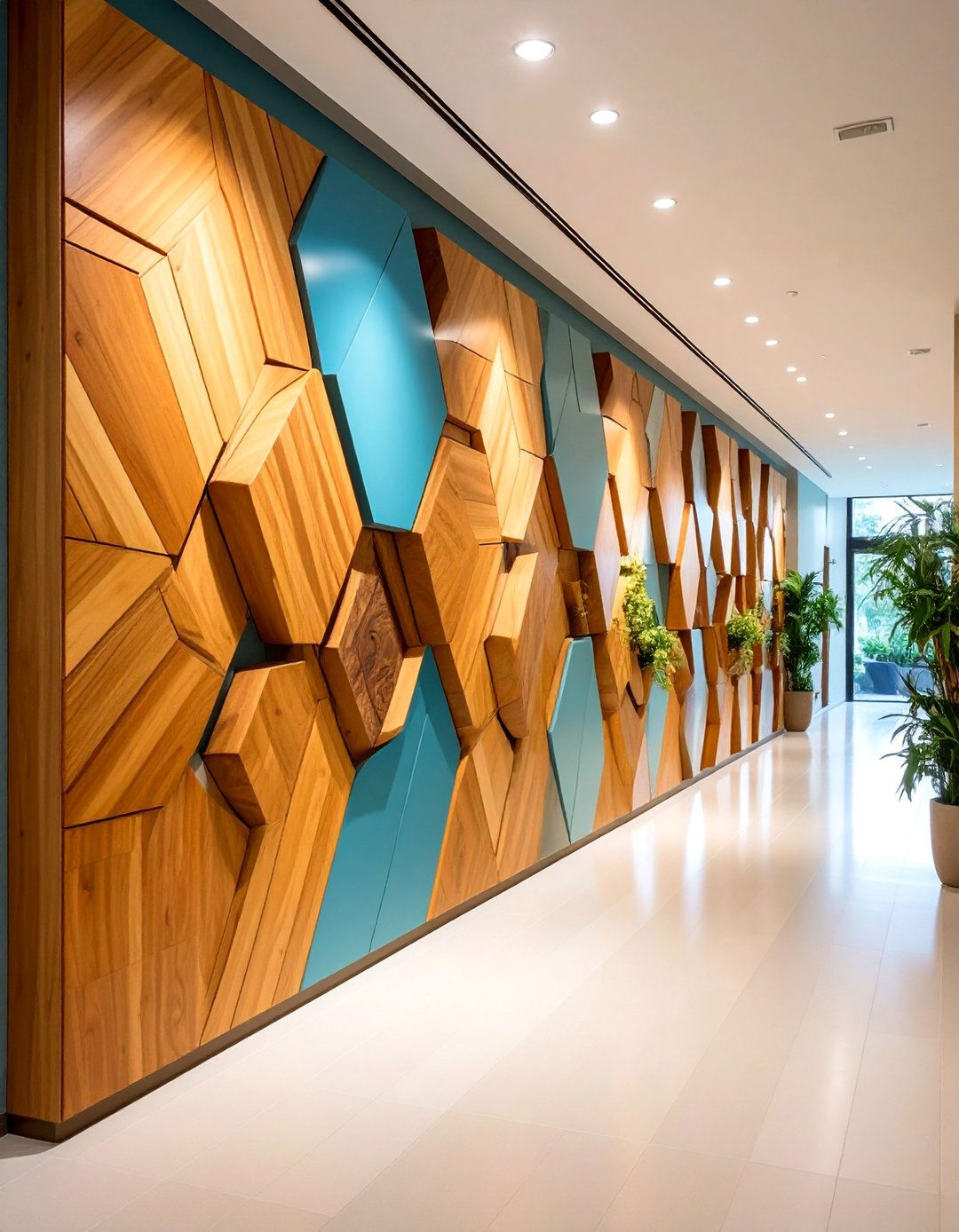 Geometric Wood Wall Art Installation - 25 Wooden Interior Design Ideas