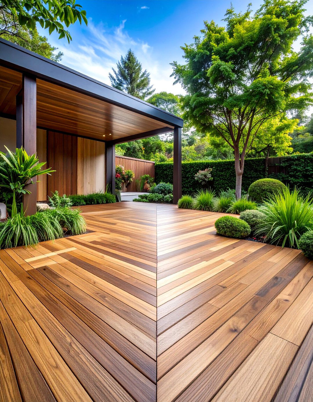 Geometric Wooden Decking Patterns - 25 Wooden Walkway Ideas