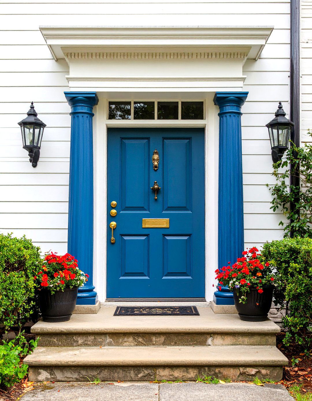 Georgian Colonial Door with Decorative Pilasters - 25 Colonial Front Door Ideas