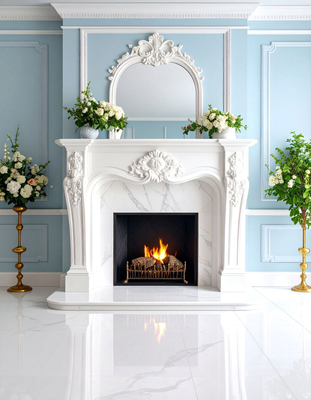 Georgian Marble Fireplace with Classical Architectural Details - 25 Traditional Fireplaces