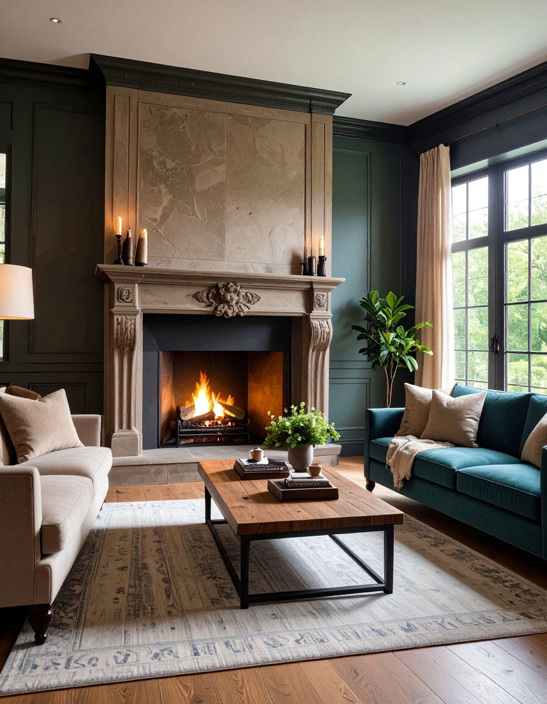 German Smear Fireplace with Old World Character - 25 Fireplace Paint Ideas