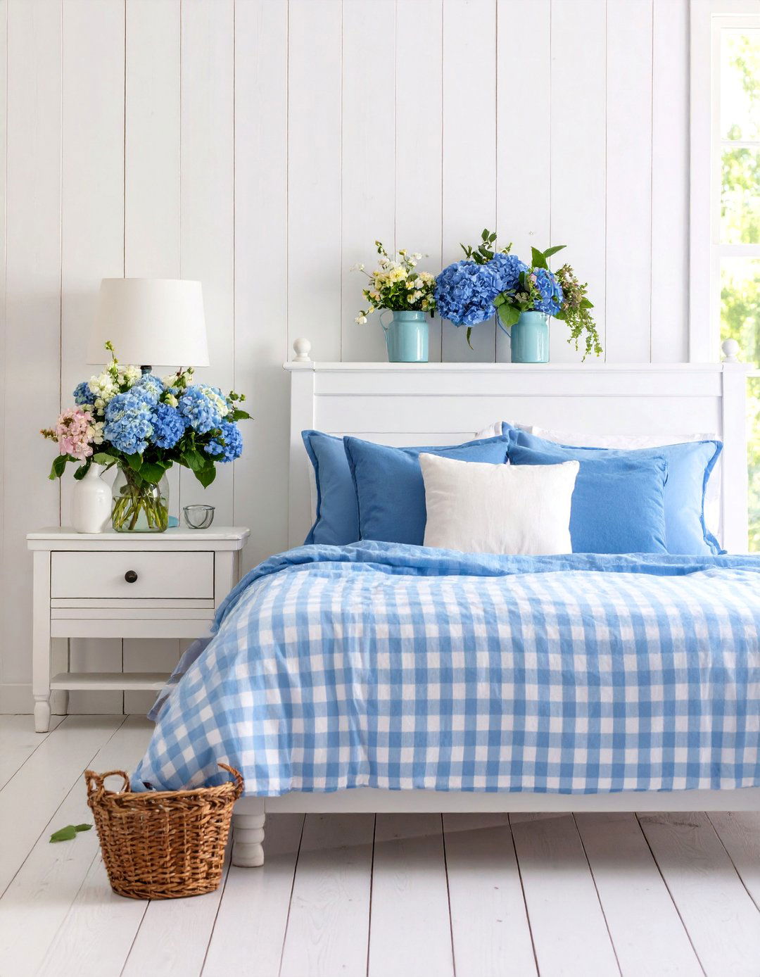 Gingham Farmhouse Bedroom with Country Patterns - 25 Farmhouse Bedroom Ideas