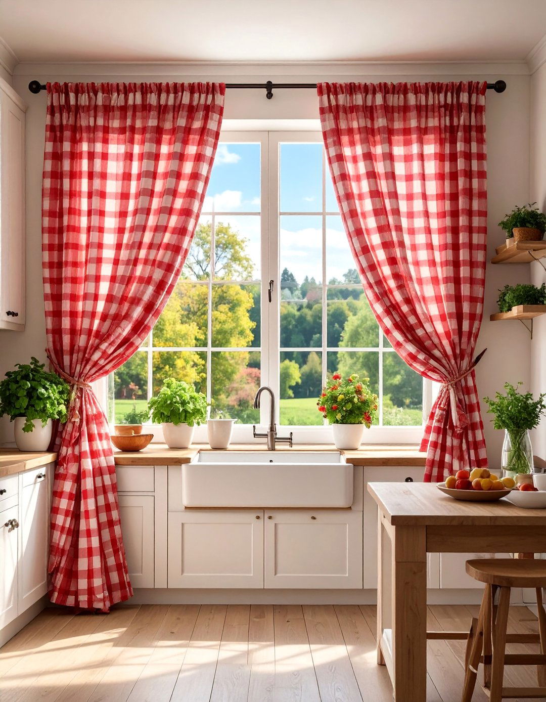 Gingham Kitchen Check Curtains - 25 Kitchen Curtain Ideas