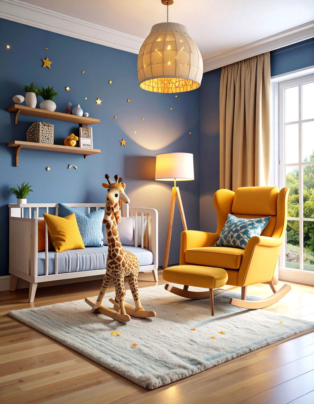 Giraffe Rocking Chair Corner with Comfort Focused Seating - 25 Giraffe Nursery Ideas