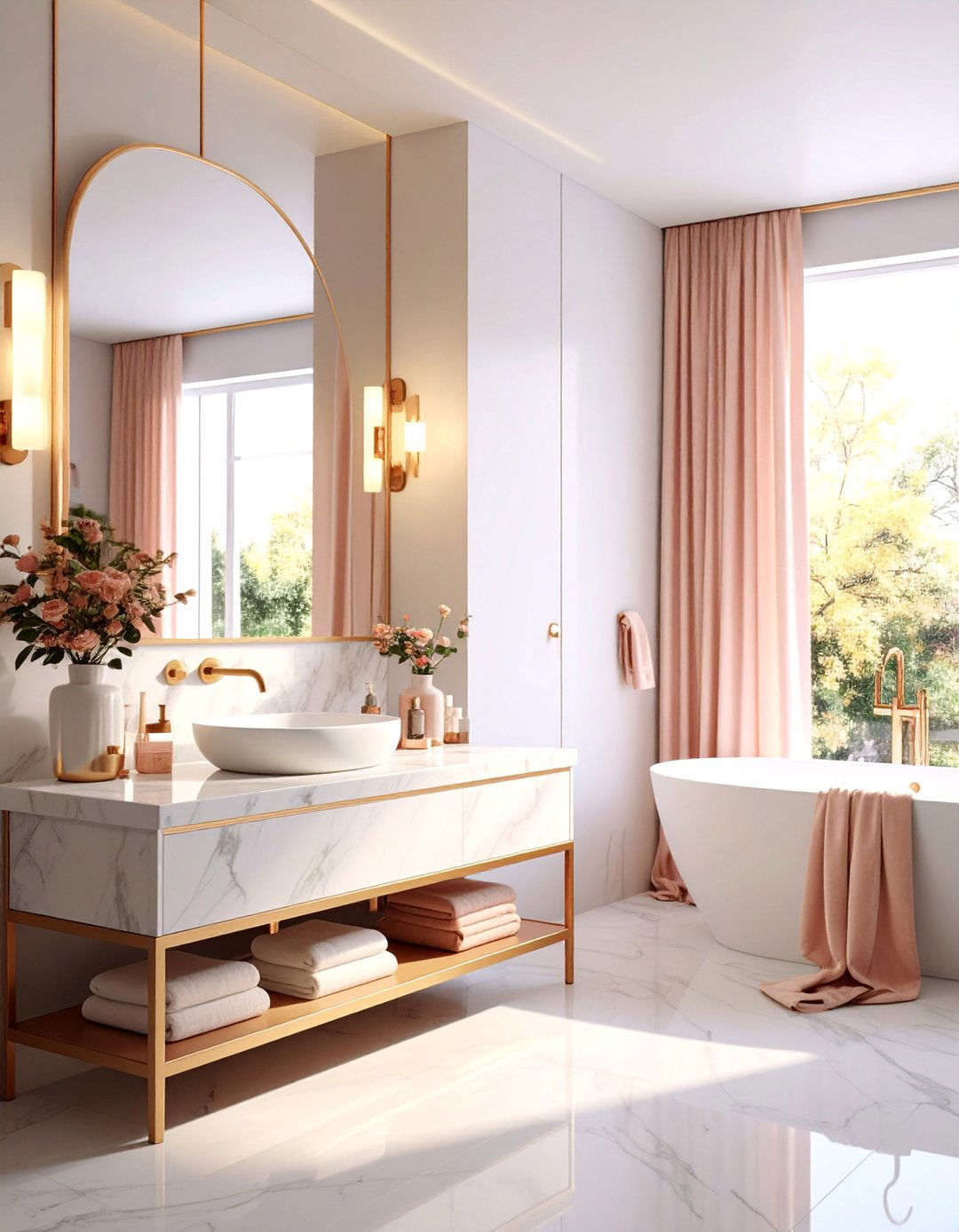Glam Metallic Dorm Bathroom Sparkle - 25 Dorm Bathroom Ideas