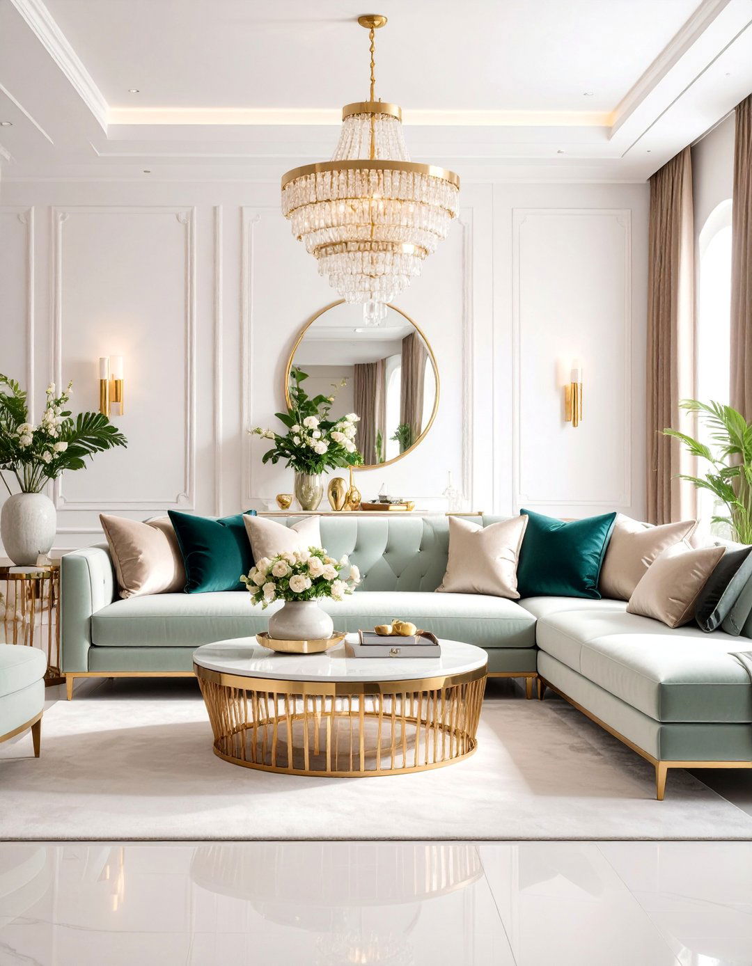 Glamorous Art Deco Grey and Beige Living Room - 25 Grey and Beige Living Room Ideas