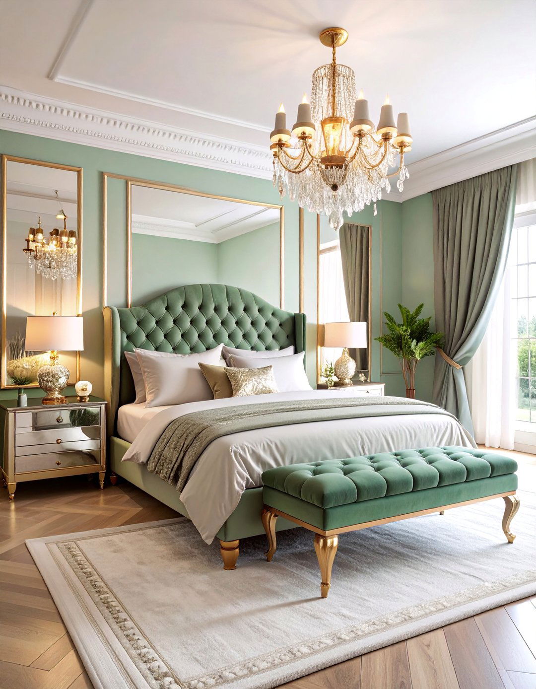 Glamorous Bedroom with Mirrored Furniture - 25 Teen Girl Bedroom Ideas