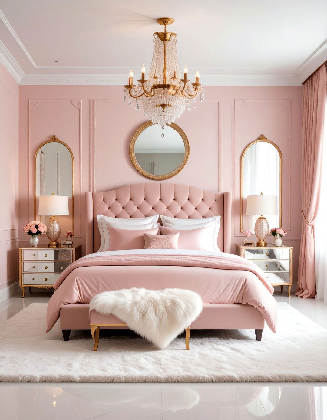 Glamorous Dusty Rose Bedroom with Metallic Accents - 25 Dusty Rose Bedroom Ideas
