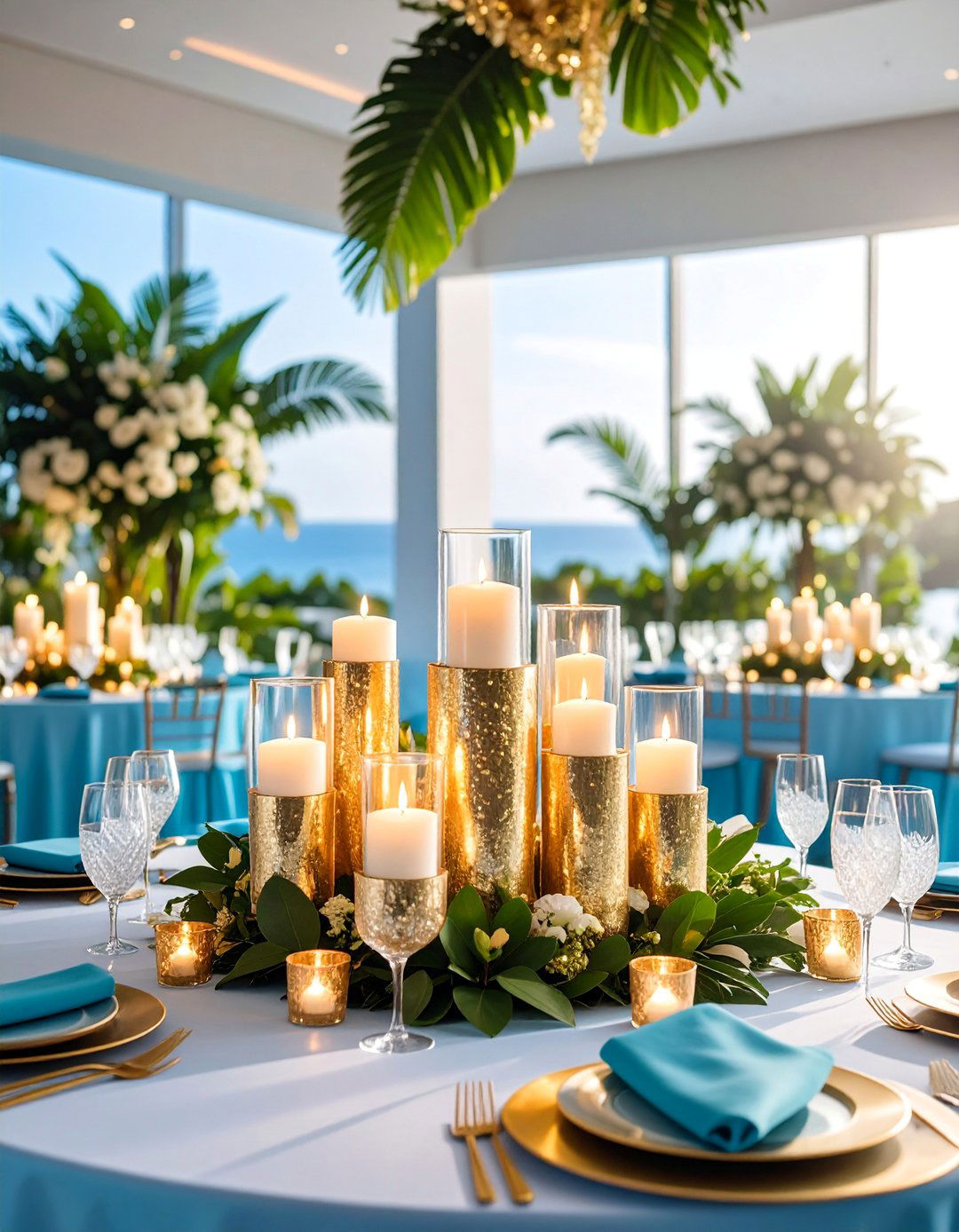 Glamorous Floating Centerpiece with Gold Leaf and Crystals - 25 Floating Wedding Centerpiece Ideas