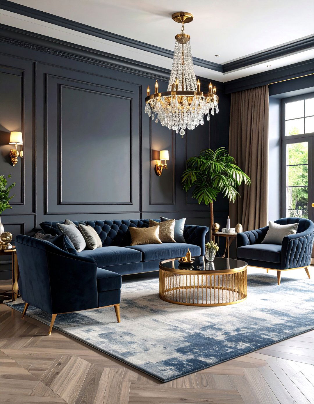 Glamorous Living Room with Grey Walls and Black Trim - 25 Living Room With Grey Walls and Black Trim
