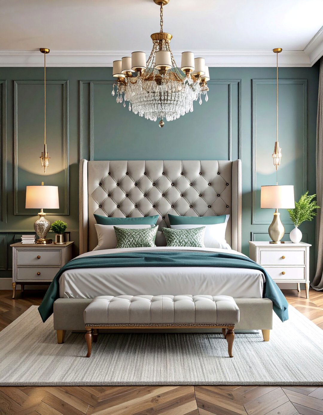 Glamorous Silver Velvet Headboard Statement Wall - 25 Black and Silver Bedroom Ideas