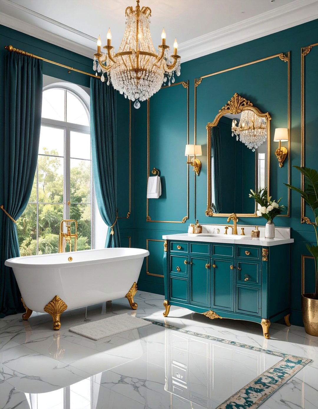 Glamorous Teal Powder Room - 25 Teal Bathroom Ideas