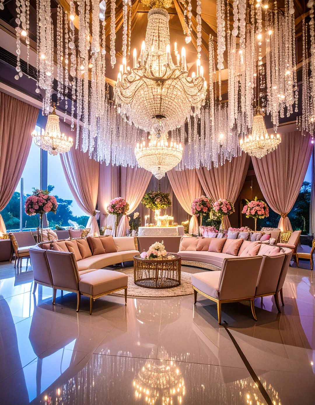 Glamorous Wedding Altar with Crystals and Metallic Accents - 25 Wedding Altar Ideas