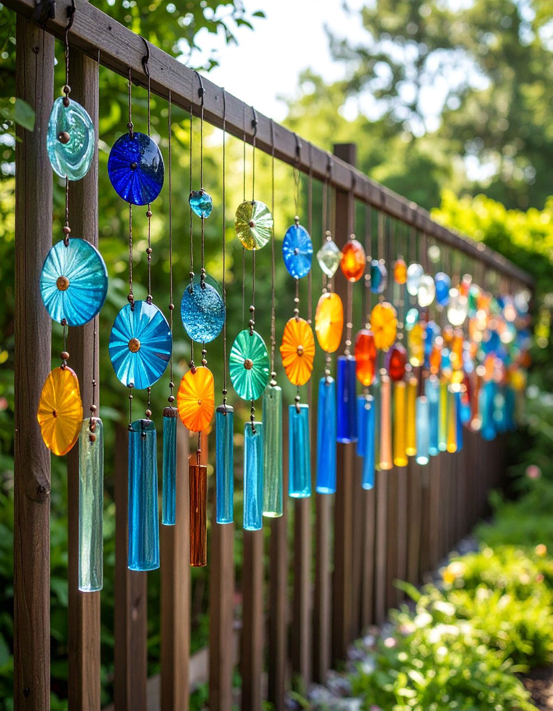 Glass Art and Wind Chime Fence - 25 Fence Art Ideas