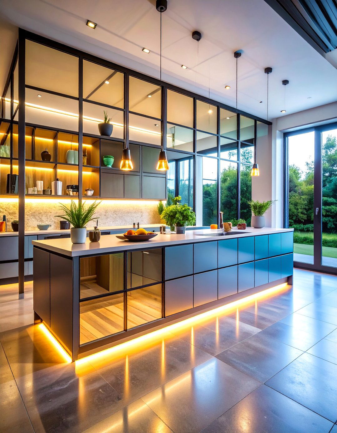 Glass Block Kitchen Doors with LED Backlighting - 25 Kitchen Door Design Ideas