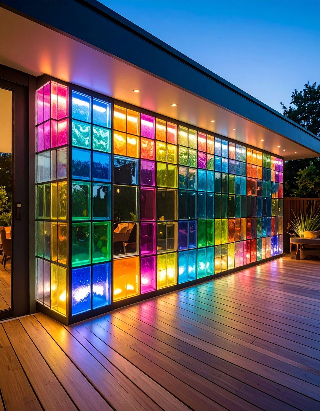 Glass Block Privacy Wall - 25 Deck Privacy Ideas