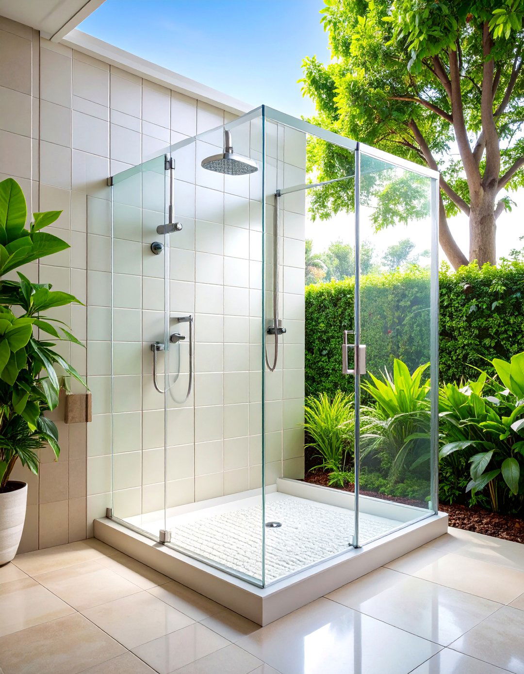 Glass Block Walk in Shower with Privacy Features - 25 Small Bathroom Walk-in Shower Ideas