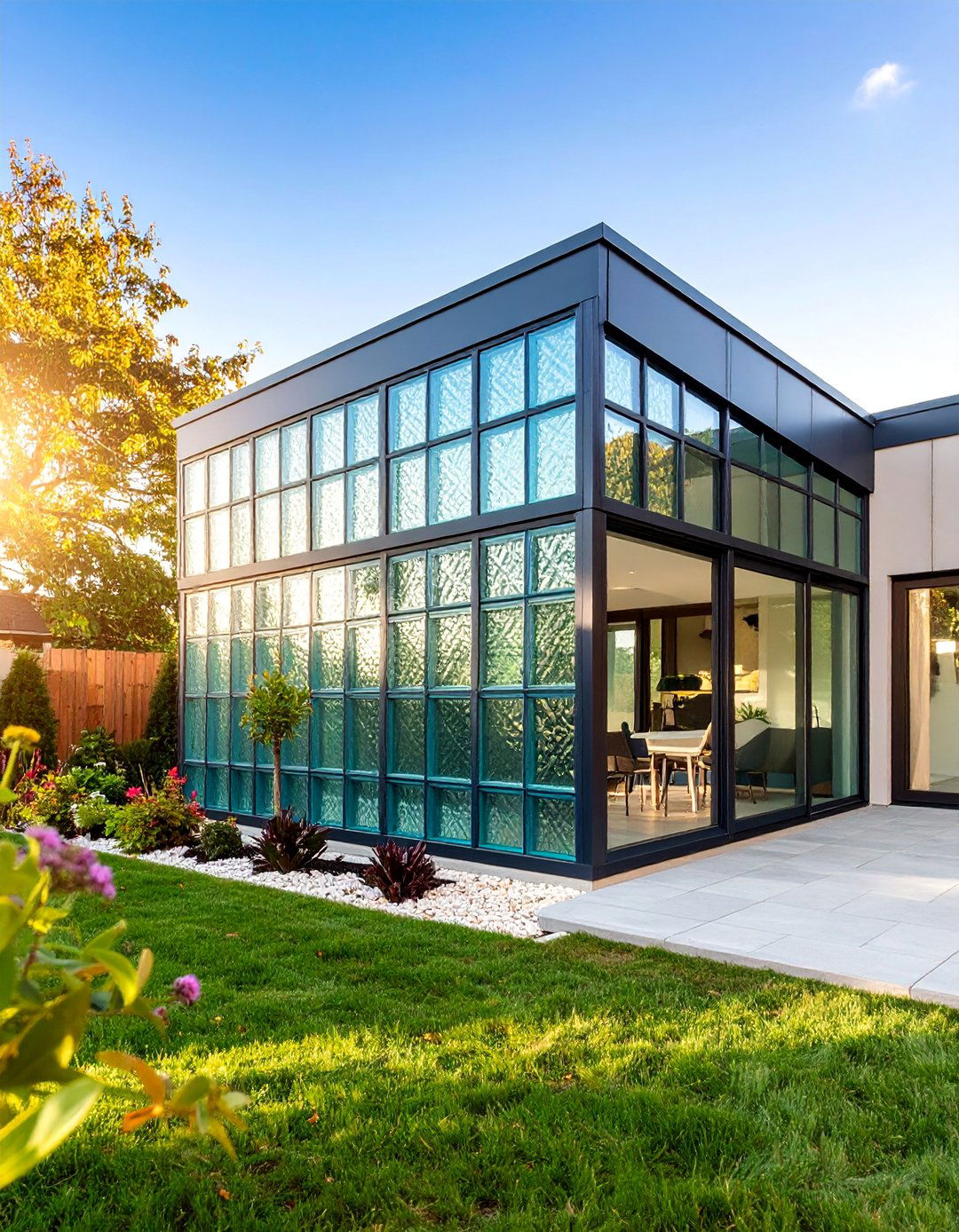 Glass Block Wall Feature - 25 1980s House Exterior Ideas