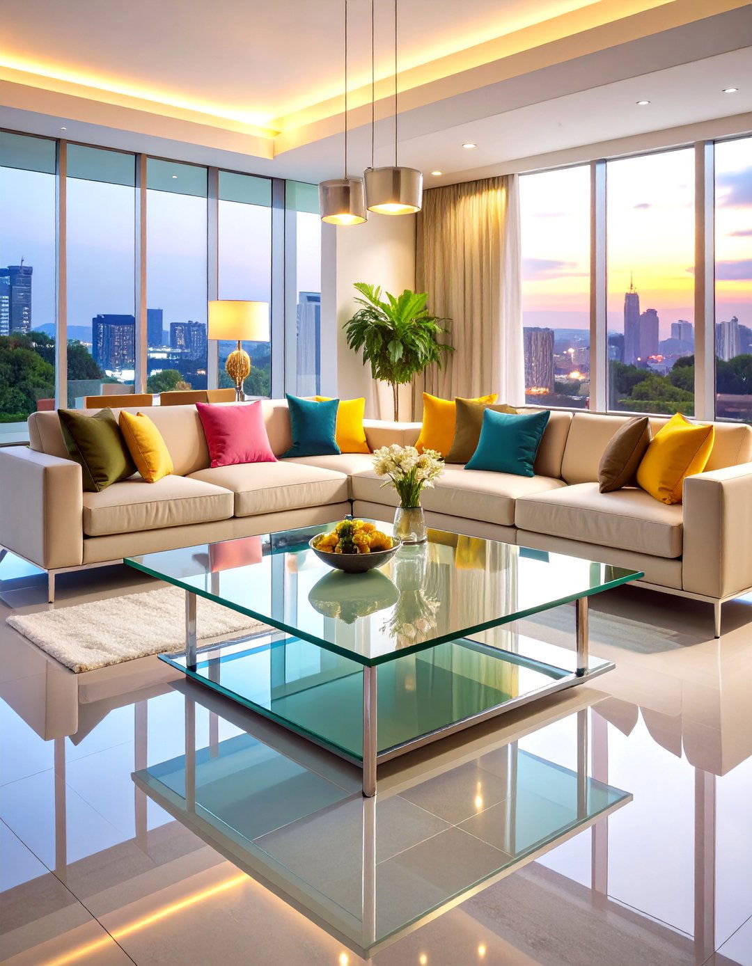 Glass Coffee Table Living Room with Transparent Elements - 25 1980s Living Room Ideas