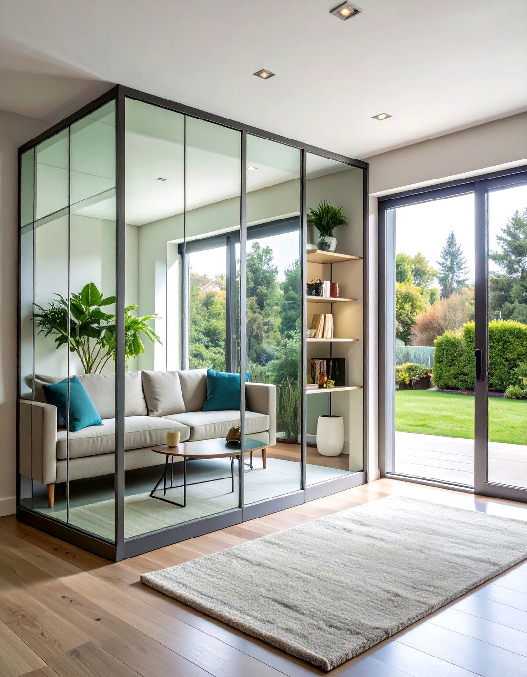 Glass Corner Cabinet with Mirrored Back - 25 Corner Cabinet Ideas