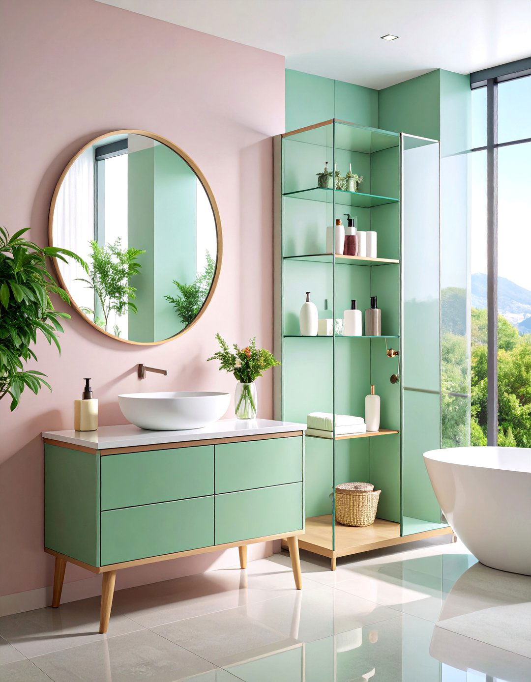 Glass Door Display Cabinet - 25 Pedestal Sink Storage Ideas