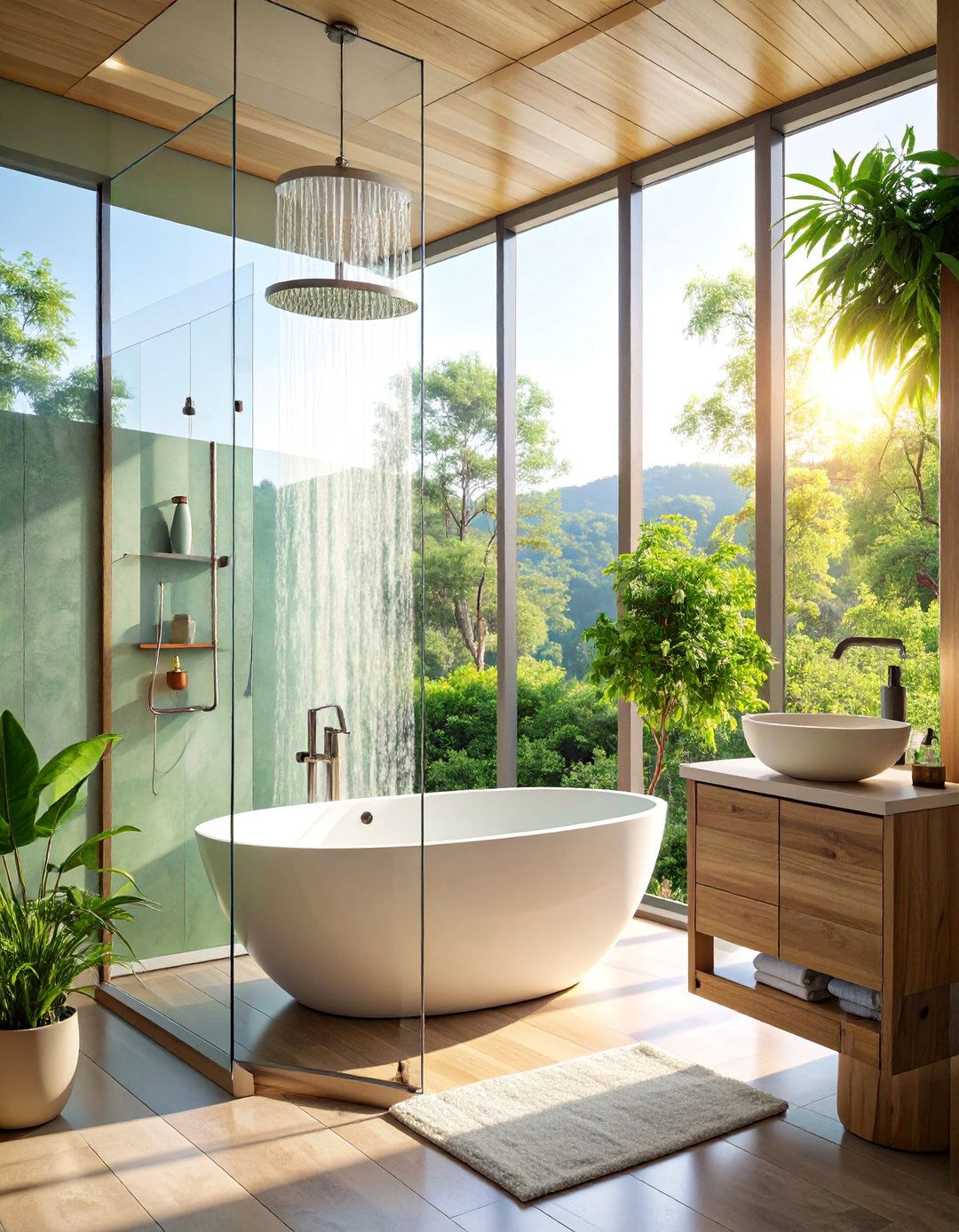 Glass Enclosed Drop In Tub with Shower Combo - 25 Drop in Tub Ideas