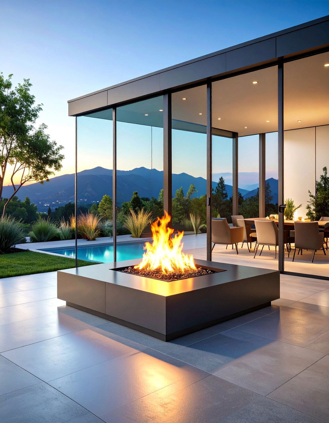 Glass Enclosed Fire Pit for Wind Protection - 25 Wood Burning Fire Pit Ideas