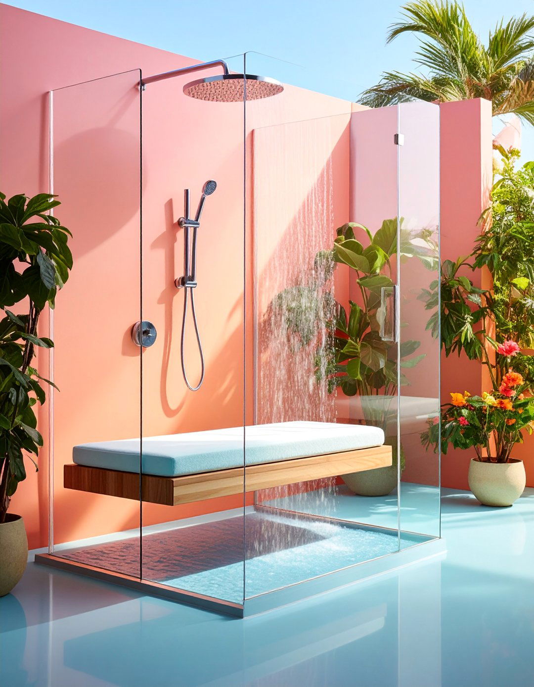 Glass Enclosed Floating Shower Bench - 25 Shower Bench Ideas