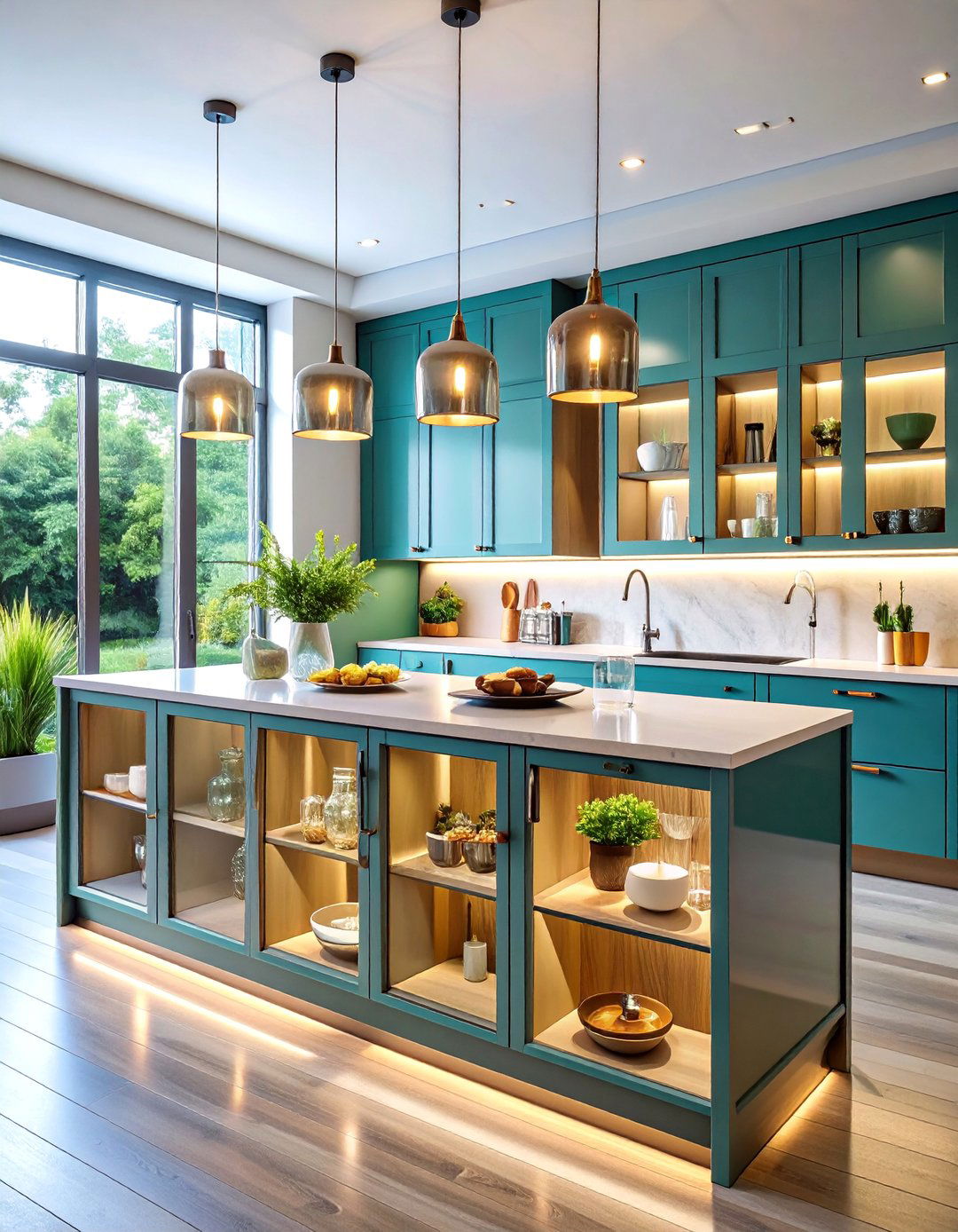 Glass Front Display Cabinets with Interior Lighting - 25 Kitchen Cabinet Ideas