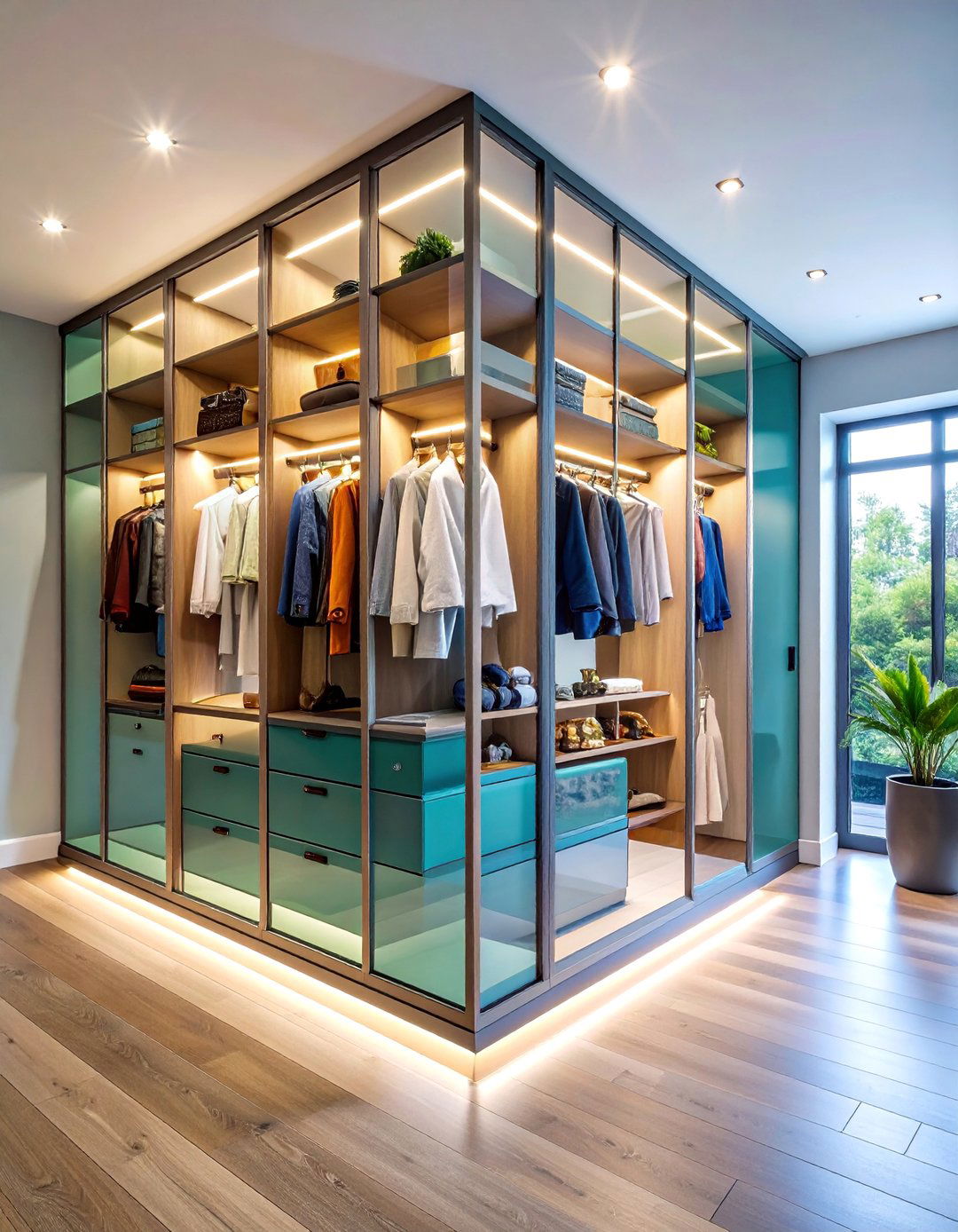 Glass Front Entry Closet with Display Elements - 25 Entry Closet Ideas