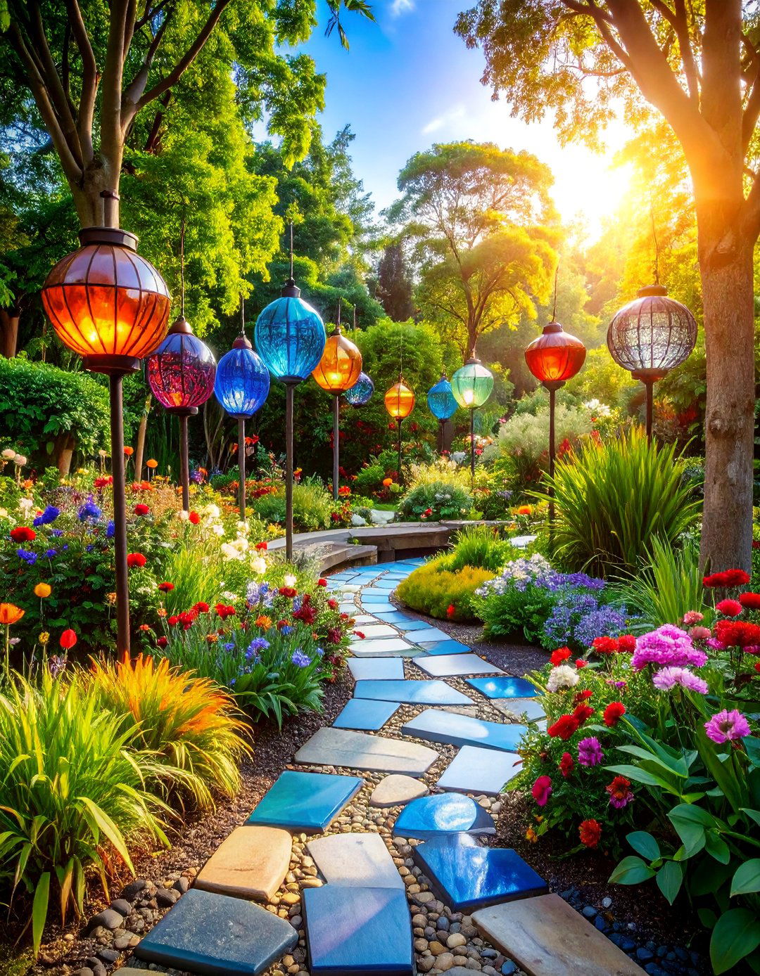 Glass Garden Art Light Catchers - 25 Garden Art Ideas