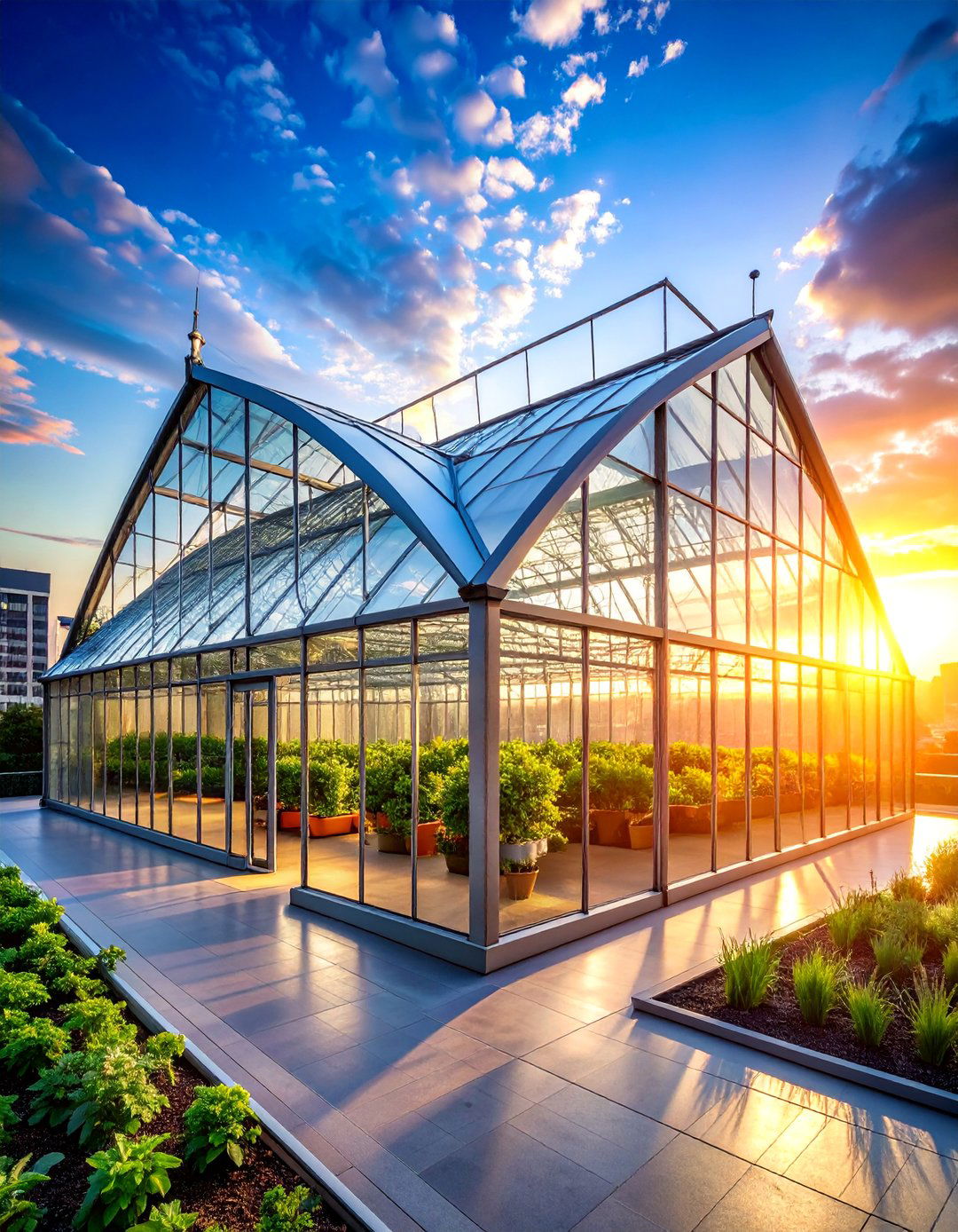 Glass Gothic Arch Commercial Rooftop Greenhouse - 25 Rooftop Greenhouse Ideas