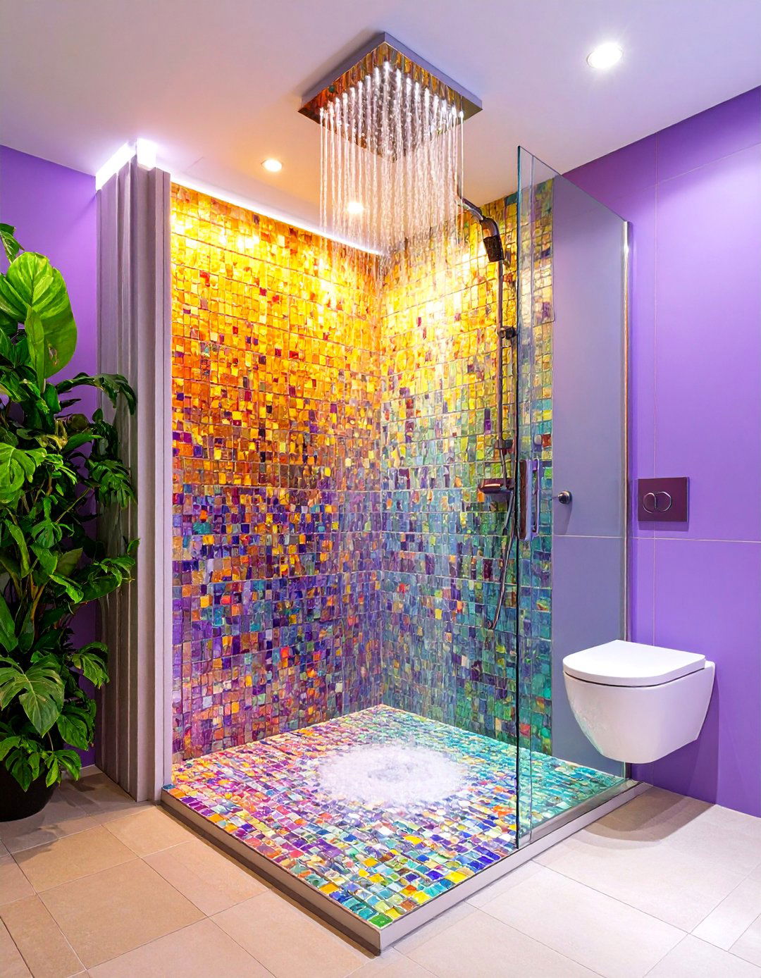 Glass Mosaic Tile Accent Niche - 25 Modern Shower Ideas
