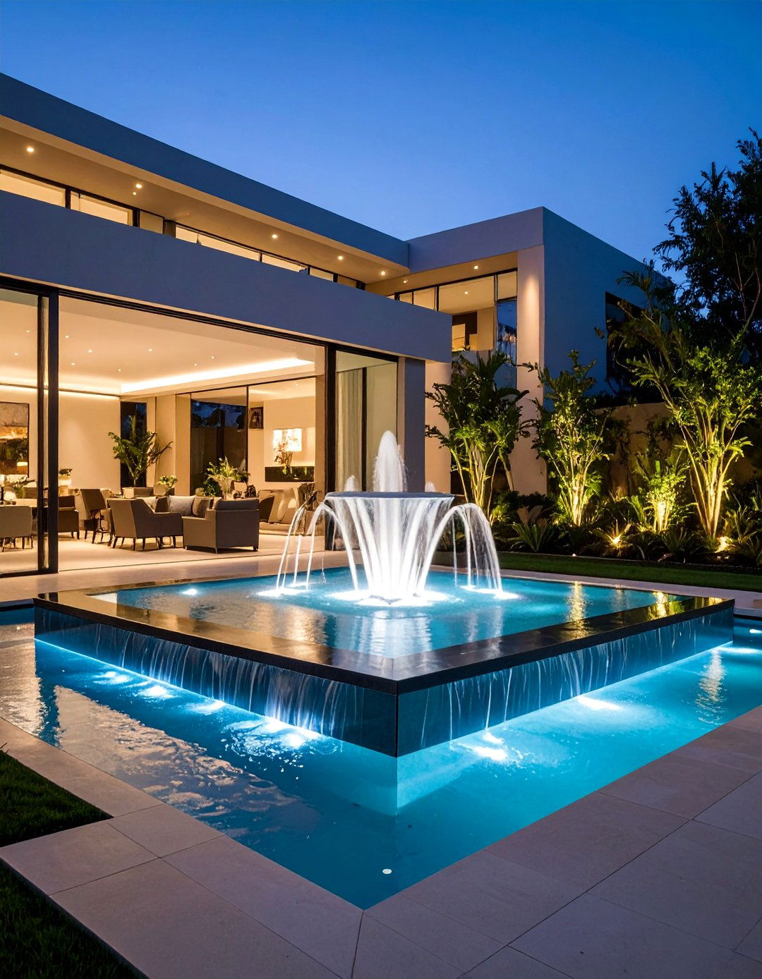 Glass Panel Contemporary Fountain - 25 Backyard Fountain Ideas