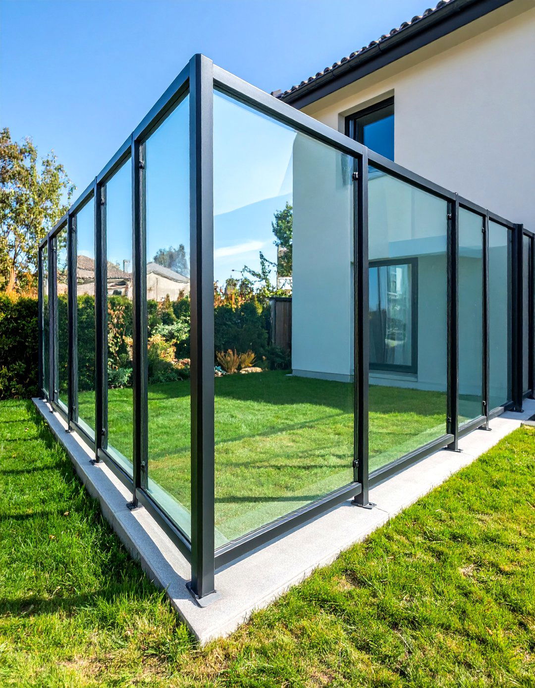 Glass Panel Modern Privacy Fence - 25 Backyard Fence Ideas