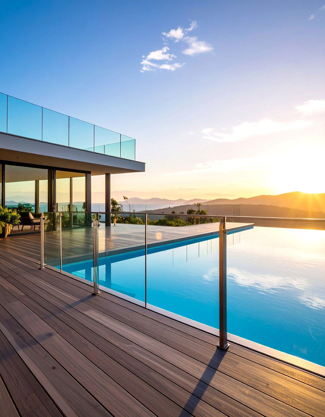 Glass Panel Pool Deck Railing with Aluminum Frame - 25 Pool Deck Railing Ideas