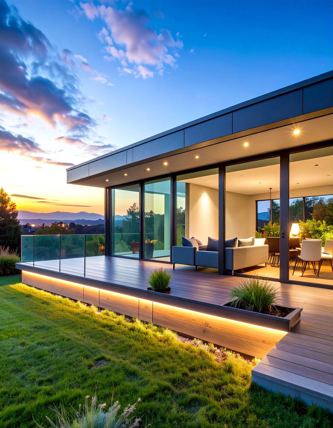 Glass Panel Privacy Wall - 25 Deck With Privacy Wall