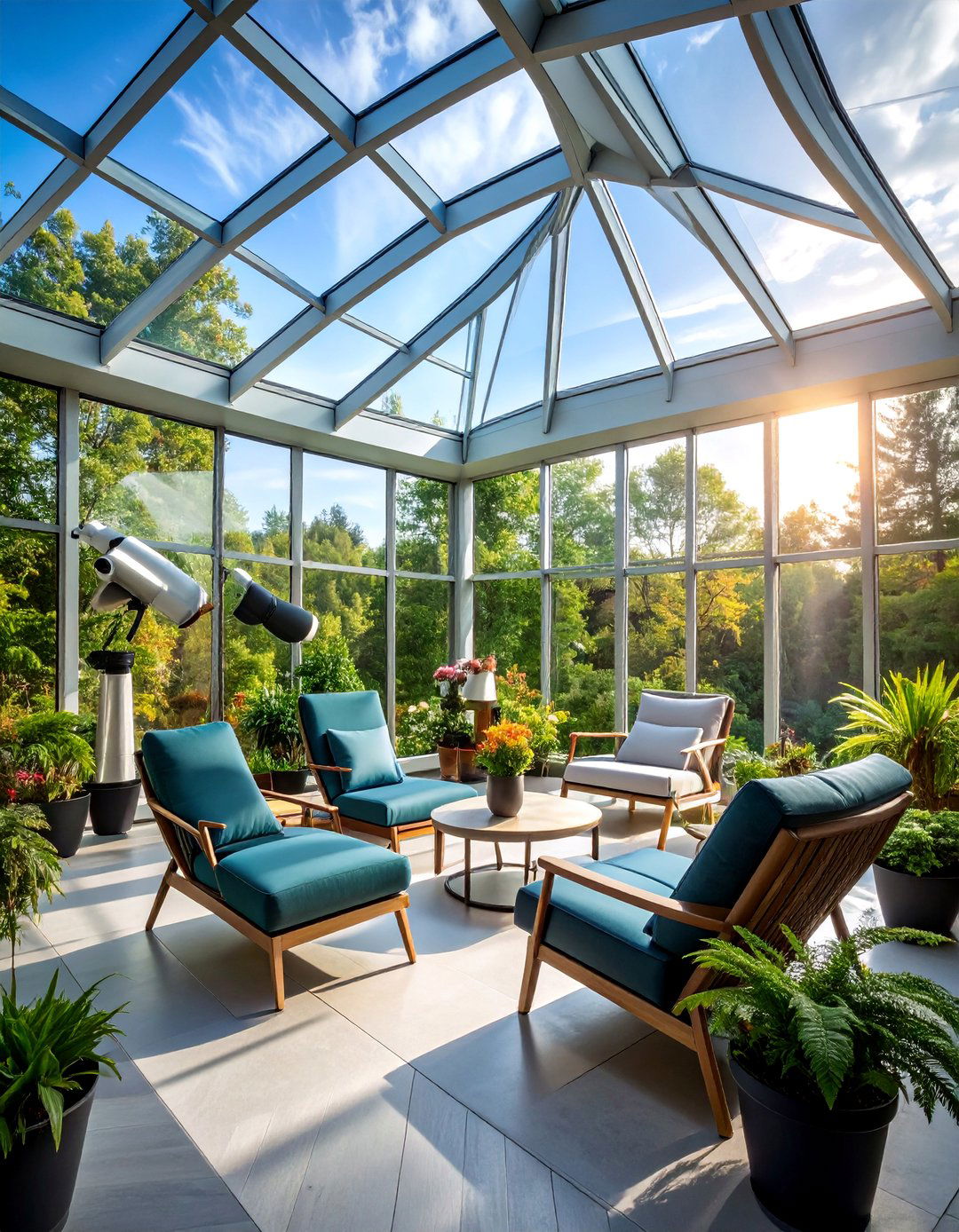 Glass Panel Roof Observatory Design - 25 Mid-century Modern Sunroom Ideas