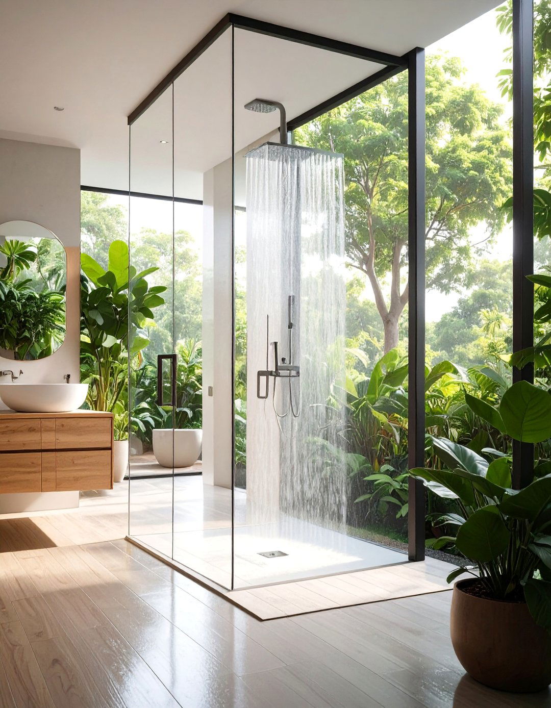 Glass Partition Shower Division - 25 Small Master Bathroom Ideas