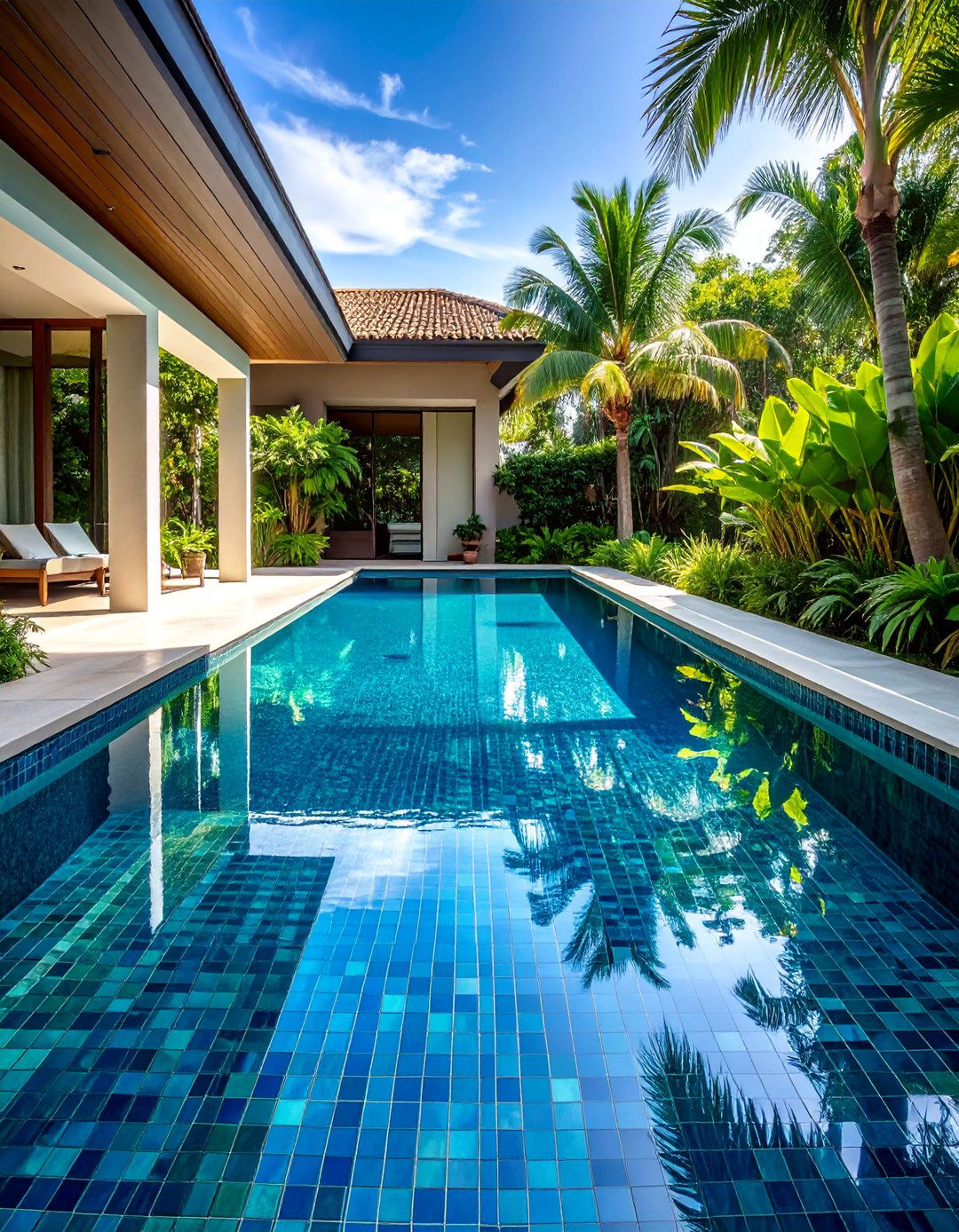 Glass Tile Mosaic Pool Walkway - 25 Pool Walkway Ideas